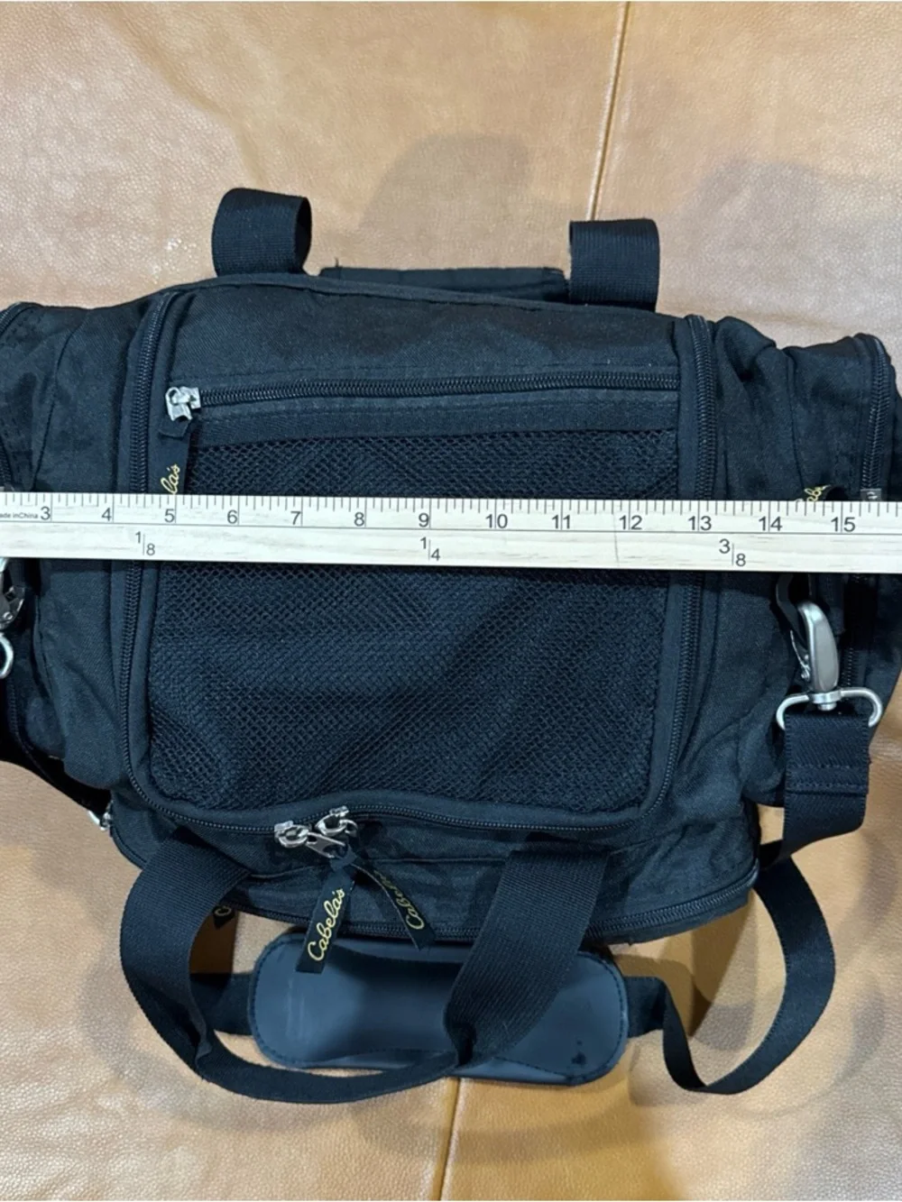 Cabela’s Small Gear Duffel Bag Black Multi Pocket Travel Gym Fishing Carryall